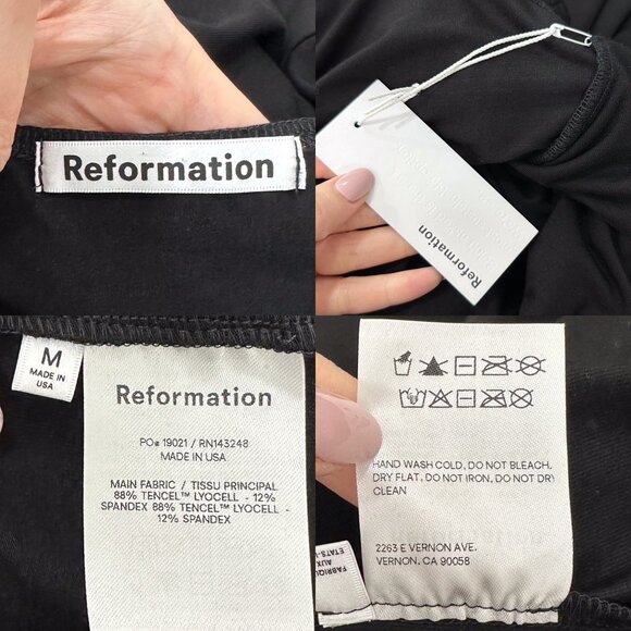 Reformation Cormac Ruched Wrap Style Jersey Midi Dress with Slit in Black Size M - Picture 5 of 16